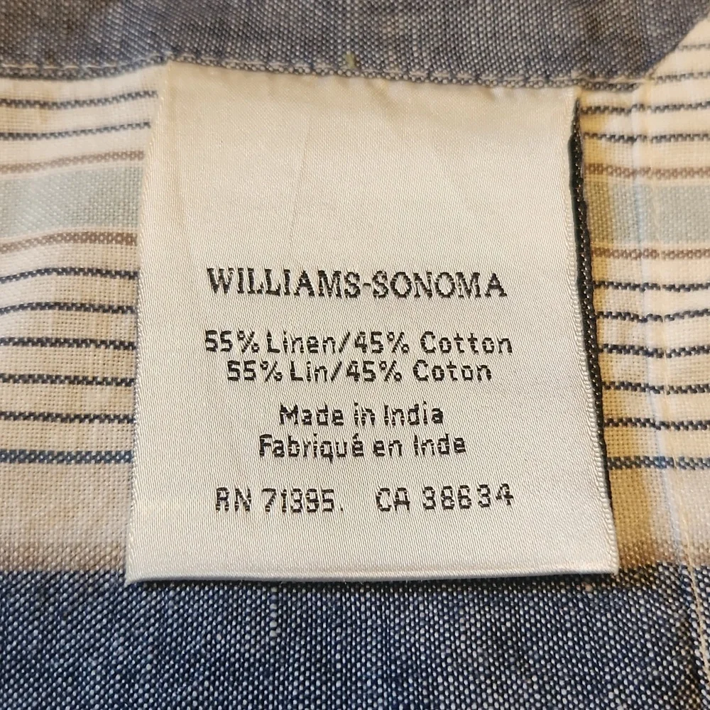 William Sonoma Linen Blue, White & Gray Striped Placemats Set of 6